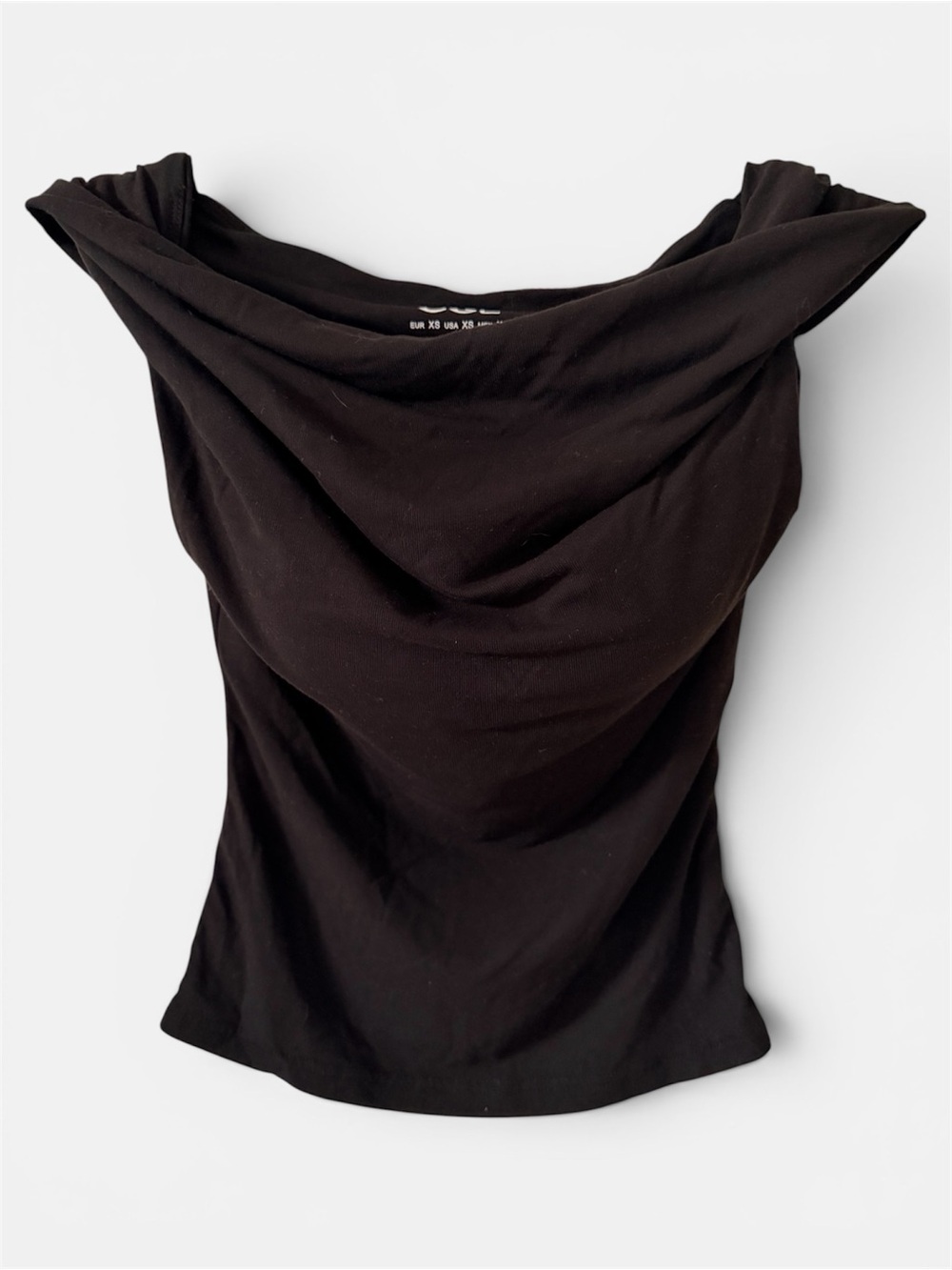 OGL Black Draped Off-Shoulder Camisole
